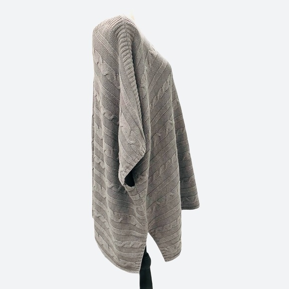 OLD NAVY HORIZONTAL CABLE KNIT GRAY BOATNECK PONCHO COTTON/RAYON SWEATER - Picture 5 of 11